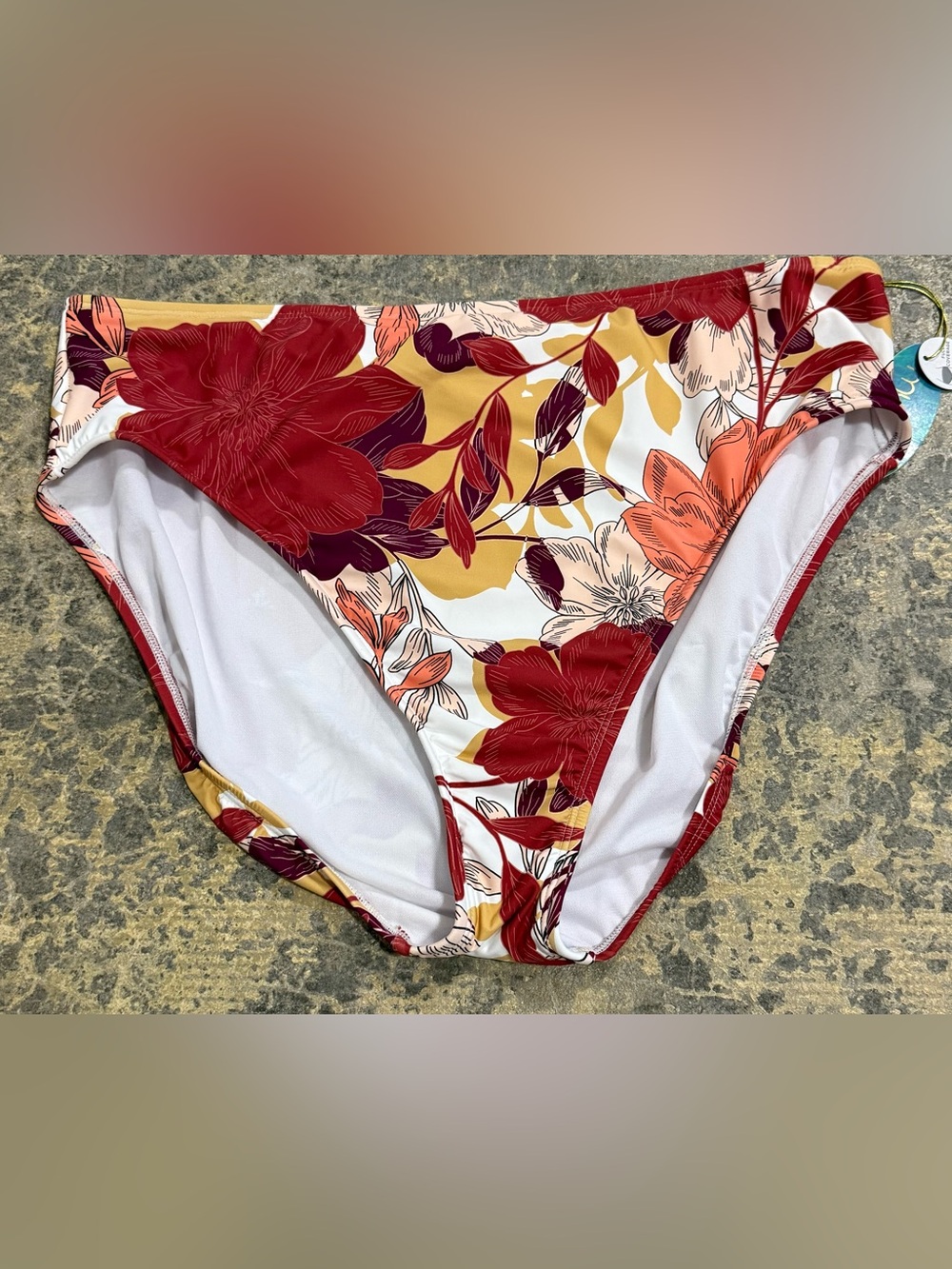 Mynah Women’s XXL Full Coverage Floral High-Waisted Bikini Bottom NWT